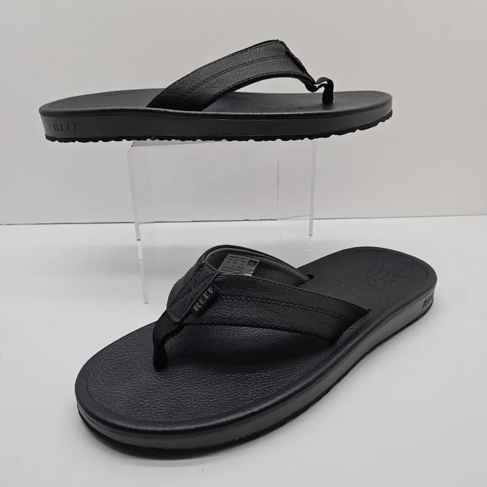 Reef Journeyer Flip Flops Mens 7 Thong Sandals Black Cushion Comfort Beach